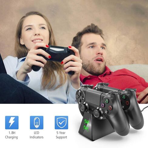 شاحن وحدة تحكم PS4، قاعدة شحن وحدة تحكم DOBE مع مؤشرات إضاءة LED متوافقة مع وحدة تحكم PS4/PS4 Slim/PS4 Pro in Kuwait