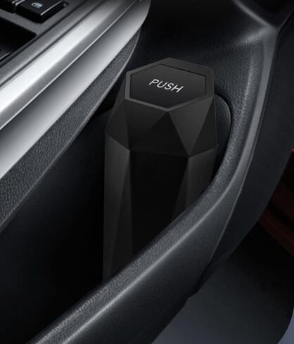 Compact 500ml Plastic Diamond Black Trash Can with Lid, Ideal for Cars, SUVs, Tesla in Saudi Arabia