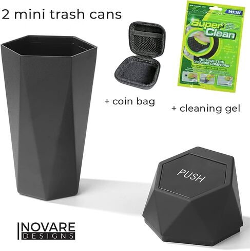 Compact 500ml Plastic Diamond Black Trash Can with Lid, Ideal for Cars, SUVs, Tesla in Saudi Arabia