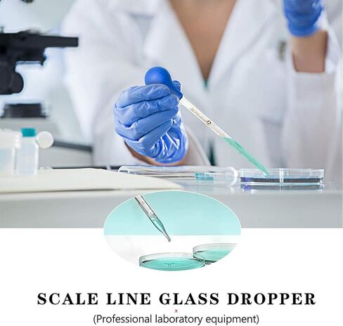 ماصات زجاجية، ZEEROQOLAB 6 قطع ماصات مختبرية زجاجية متدرجة 0.5 مل، 1 مل، 2 مل، 3 مل، 5 مل، 10 مل، مع قطعتين من أسطوانة زجاجية متدرجة 5 مل، 10 مل، قطعتين فرشاة قطارة وقطعتين من عصي التقليب الزجاجية in Kuwait
