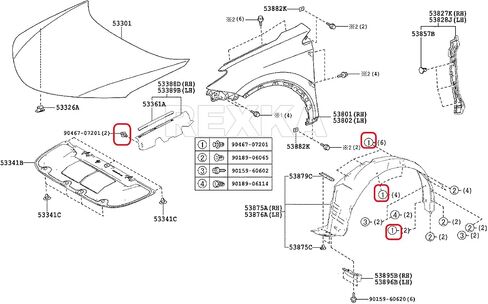 Rexka 20pcs Engine Splash Shield Fender Liner Trunk Lid Trim Under Cover Push-in Style Retainer Clip 90467-07201 for Toyota Lexus 4Runner Avalon Camry Corolla Highlander Matrix RAV4 Sequoia Tundra in Kuwait