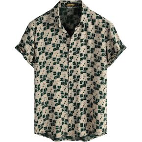 القمصان القصيرة القصيرة في هاواي الأكمام القصيرة الزر أسفل القمصان الصيفية القمصان الشاطئية in Kuwait