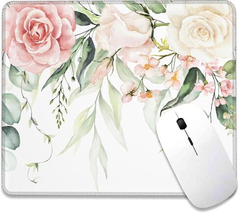 Pink Cherry Blossoms Square Waterproof Mouse Pad, Soft Gaming Mouse Pads, Cute Mousepad Non-Slip Rubber Base Mouse Mat for Laptop Office Desk Accessories in Saudi Arabia