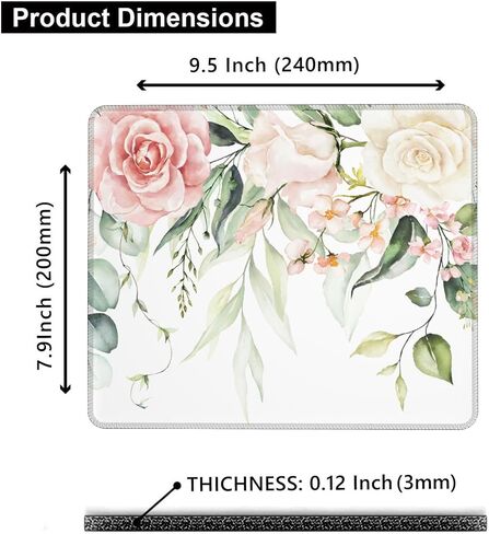 Pink Cherry Blossoms Square Waterproof Mouse Pad, Soft Gaming Mouse Pads, Cute Mousepad Non-Slip Rubber Base Mouse Mat for Laptop Office Desk Accessories in Saudi Arabia