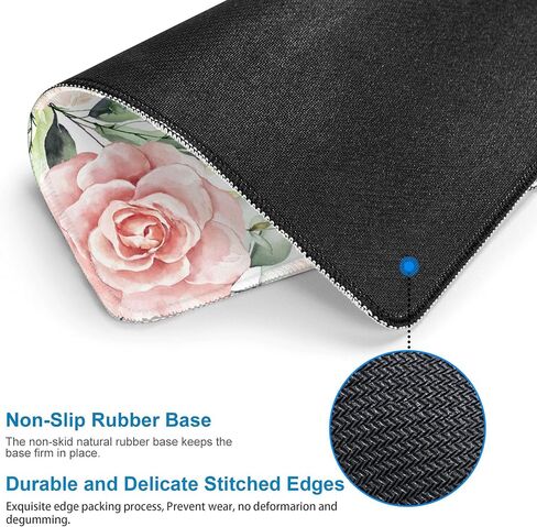 Pink Cherry Blossoms Square Waterproof Mouse Pad, Soft Gaming Mouse Pads, Cute Mousepad Non-Slip Rubber Base Mouse Mat for Laptop Office Desk Accessories in Saudi Arabia