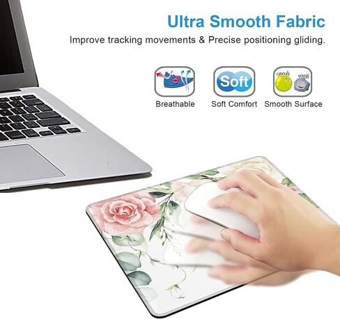 Pink Cherry Blossoms Square Waterproof Mouse Pad, Soft Gaming Mouse Pads, Cute Mousepad Non-Slip Rubber Base Mouse Mat for Laptop Office Desk Accessories in Saudi Arabia