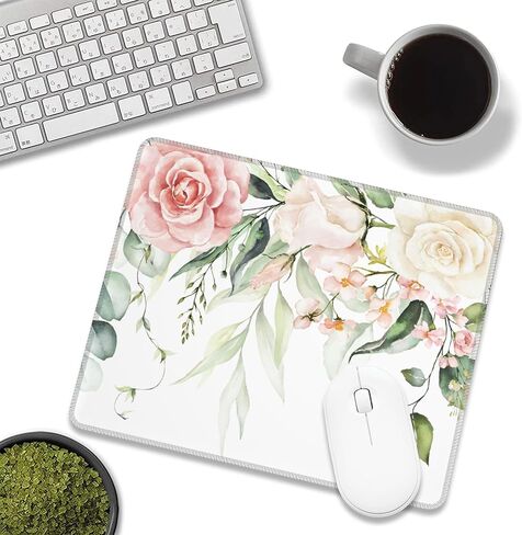 Pink Cherry Blossoms Square Waterproof Mouse Pad, Soft Gaming Mouse Pads, Cute Mousepad Non-Slip Rubber Base Mouse Mat for Laptop Office Desk Accessories in Saudi Arabia
