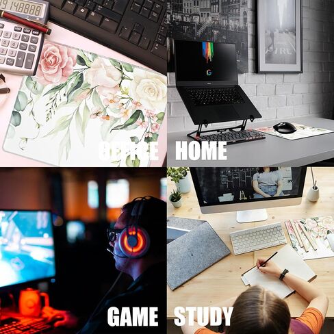 Pink Cherry Blossoms Square Waterproof Mouse Pad, Soft Gaming Mouse Pads, Cute Mousepad Non-Slip Rubber Base Mouse Mat for Laptop Office Desk Accessories in Saudi Arabia