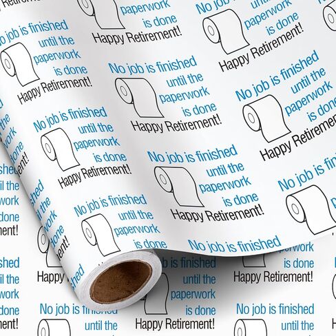 RUSPEPA Happy Retirement Wrapping Paper Roll for Men Women, Mini Roll, Gold Balloons, Stars and Confetti Design Gift Wrap for Birthday, Retirement Party, Farewell Celebration, 17 Inches x 16.4 Feet in Saudi Arabia