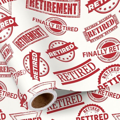 RUSPEPA Happy Retirement Wrapping Paper Roll for Men Women, Mini Roll, Gold Balloons, Stars and Confetti Design Gift Wrap for Birthday, Retirement Party, Farewell Celebration, 17 Inches x 16.4 Feet in Saudi Arabia