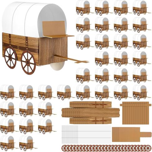Motipuns 3D Western Western Wagon Craft Kids Toy Wagon for VBS VACTS Bible School Schools Schools Decoration Craft Kits for Children (24 pcs) in Kuwait
