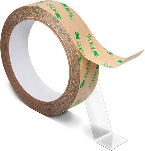 Thin Double Sided Tape Heavy Duty, Clear Adhesive Tape,Removable,Heat Resistant,Waterproof,Sticky Mounting Tape,Strong Two Sided Tape for Scarpbook,Wall,LED Strips,Poster,Craft,0.4 inch *36FT in Kuwait