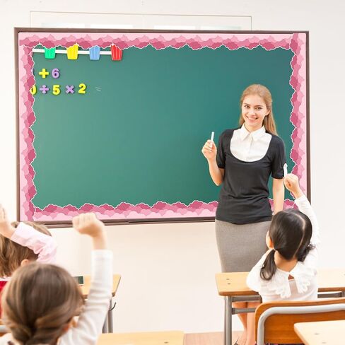 حدود لوحة نشرة 65 قدمًا ، لوحة نشرة السحب الوردية ، السحب السماء شكل يموت قطع الزخارف الحدود للدراسة المدرسية الفصول الدراسية السوداء الحائط in Kuwait
