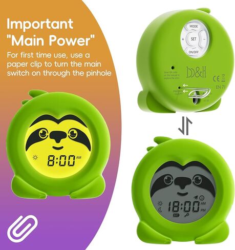 B&H Sleep Trainer Clock for Toddler, Cute Kids Ok to Wake Alarm Clock, Drop Proof, Rechargeable Young Children Night Light, Science-Backed Lighting for Peaceful Sleep and Ready to Wake Mornings in Kuwait