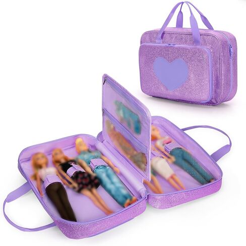 دمية Lodrid Carning Case متوافقة مع Barbie Dolls 12 بوصة ، منظم التخزين مع مقبض يحمل ما يصل إلى 6 دمى ، وجيوب متعددة للإكسسوارات ، والوردي ، والحقيبة فقط in Kuwait