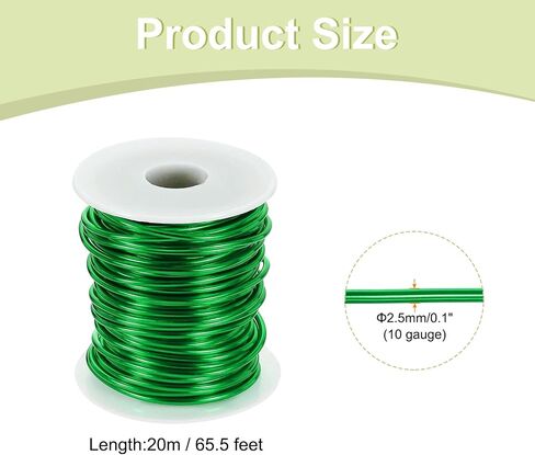 Harfington 10 Gauge Aluminium Craft Wire 2.5mm 65.5ft مرنة قابلة للانحناء مجوهر in Kuwait