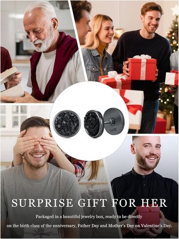 أقراط مسمار للرجال 925 Sterling Silver Black Flatback Studs Black Onyx Earrings Helix Helix Hibricing Homps for Women in Kuwait