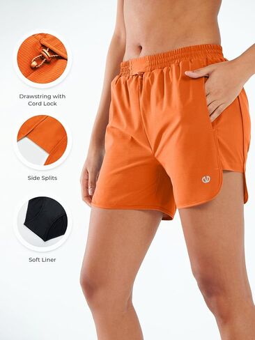 ALLZERO Women's Swim Board Shorts 5" with Pockets Quick Dry Beach Shorts with Liner Ruched Waistband in Kuwait