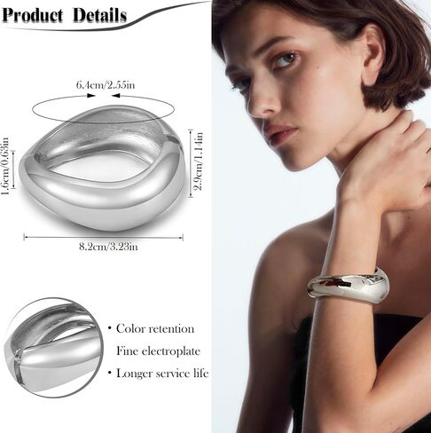4 Pcs Women Gold Silver Cuff Bracelet Hinged Design Bracelet Trendy Chunky Cuff Bangle Thick Gold Silver Bracelets for Women in Kuwait