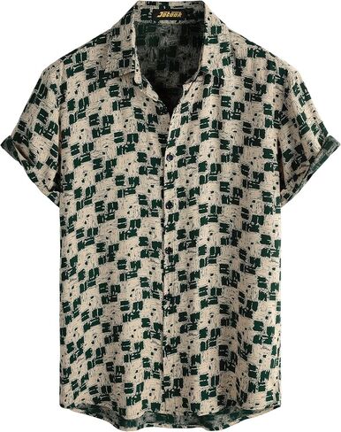 Mens Hawaiian Shirts Short Sleeve Casual Button Down Summer Shirts Floral Beach Vacation Tropical Shirts in Kuwait