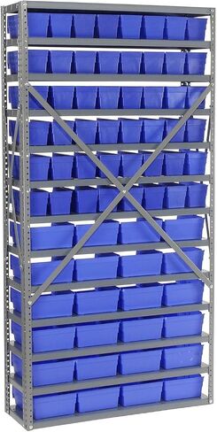 Global Industrial 13 رف الصلب رفوف مع (72) 4 بوصة صناديق الجرف البلاستيكية ، الأزرق ، 36x12x72 in Kuwait