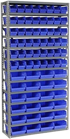 Global Industrial 13 رف الصلب رفوف مع (72) 4 بوصة صناديق الجرف البلاستيكية ، الأزرق ، 36x12x72 in Kuwait