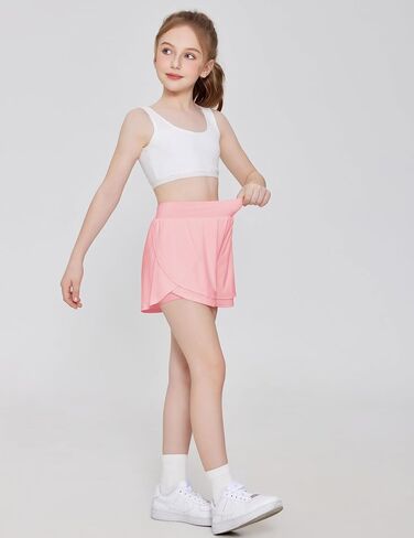 Zaclotre Girls Athletic Shorts with Pockets Crossover Triple Layered 2 in 1 Kids Sport Cheer Workout Running Shorts in Saudi Arabia