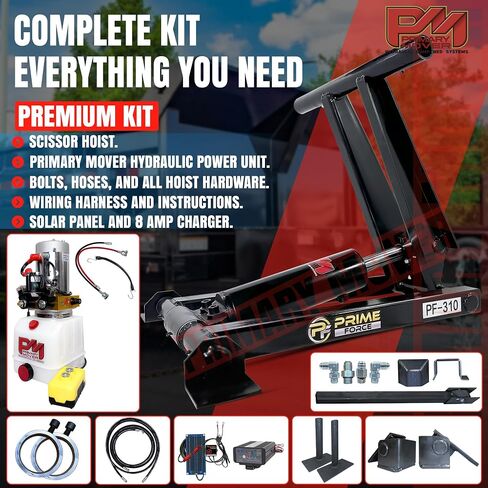 3 Ton (PF-310) Dump Trailer Hydraulic Scissor Hoist Kit (6,000 lb) | Standard Kit | Hydraulic Dump Bed Kit with 12VDC Hydraulic Pump (PF-310-K) in Saudi Arabia
