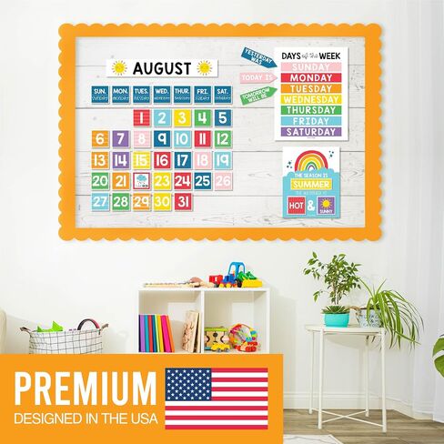 Classroom Calendar Set Bulletin Board Decor – School Calendar For Classroom Elementary & Preschool, Bulletin Board Decorations With Weather Chart & Seasons, Retro Teacher Must Haves in Saudi Arabia