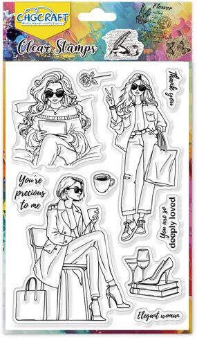 CHGCRAFT Waves Clear Stamp Transparent Handicraft Stamps Silicone Clear Stamp Seals for DIY Scrapbooking Photo Album Decorative Cards Making, 6.3x4.3inch in Saudi Arabia