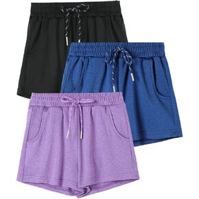 Teen Girls Athletic Shorts, 3 Pack Casual Soft Girls Running Soccer Bike Biker Comfy Shorts with Pockets, Size 4-16Y in Saudi Arabia