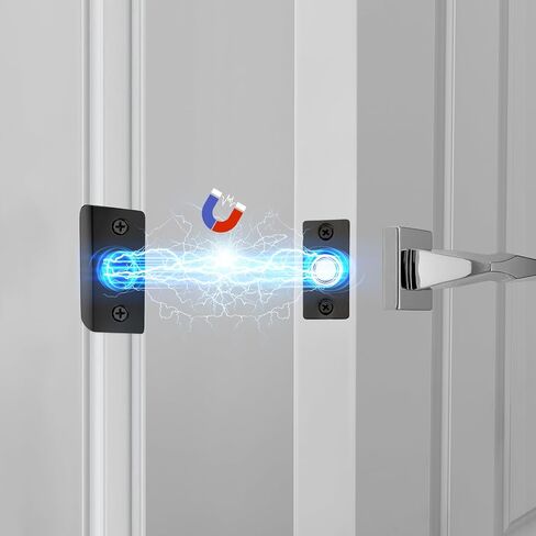 4 Pack Strong Magnetic Door Catch, Closet French Door Latch Hardware, Magnetic Ball Catch for Top of Door, Adjustable Hidden Door Magnets, Ball Catch Replacement, Black Magnetic Door Latch in Saudi Arabia
