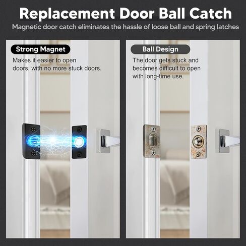 4 Pack Strong Magnetic Door Catch, Closet French Door Latch Hardware, Magnetic Ball Catch for Top of Door, Adjustable Hidden Door Magnets, Ball Catch Replacement, Black Magnetic Door Latch in Saudi Arabia