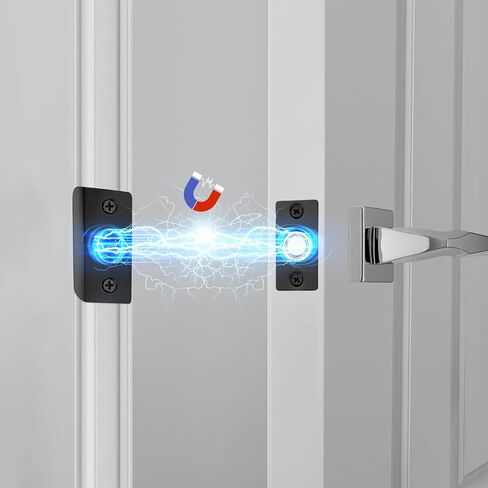 4 Pack Strong Magnetic Door Catch, Closet French Door Latch Hardware, Magnetic Ball Catch for Top of Door, Adjustable Hidden Door Magnets, Ball Catch Replacement, Black Magnetic Door Latch in Saudi Arabia