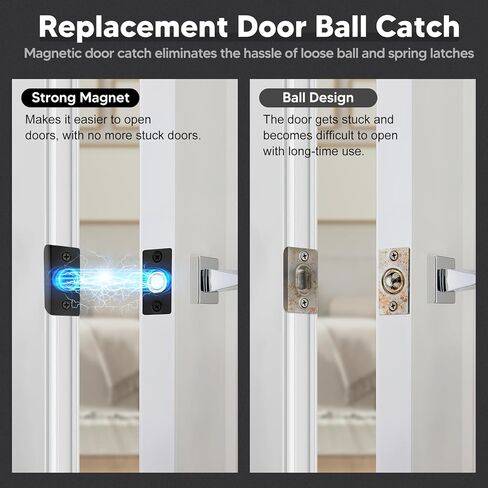 4 Pack Strong Magnetic Door Catch, Closet French Door Latch Hardware, Magnetic Ball Catch for Top of Door, Adjustable Hidden Door Magnets, Ball Catch Replacement, Black Magnetic Door Latch in Saudi Arabia