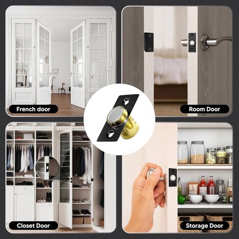 4 Pack Strong Magnetic Door Catch, Closet French Door Latch Hardware, Magnetic Ball Catch for Top of Door, Adjustable Hidden Door Magnets, Ball Catch Replacement, Black Magnetic Door Latch in Saudi Arabia
