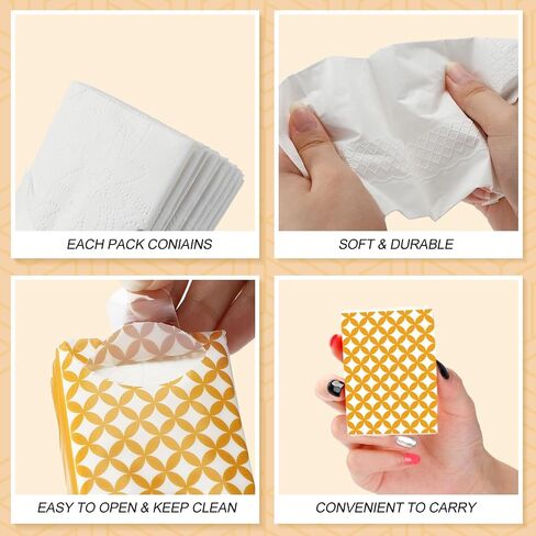 Crtiin 100 Tissue Bulk Travel Tissue Geometry Designed Pocket Tissues Small Size Individual Travel Tissue Packs 3 Ply Paper Facial Tissues for Guests Celebration Graduation Travelling in Saudi Arabia