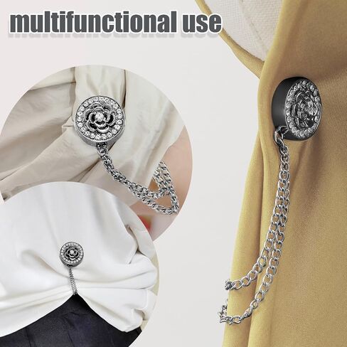 مقاطع مغناطيسية مع مغناطيسات حجاب السلسلة لـ Pant HEM Leg & Sleeve Lasuster Hijab وشاح للنساء لإكسسوارات الملابس مع زخارف الراين (الأسود ، دوامة) in Kuwait