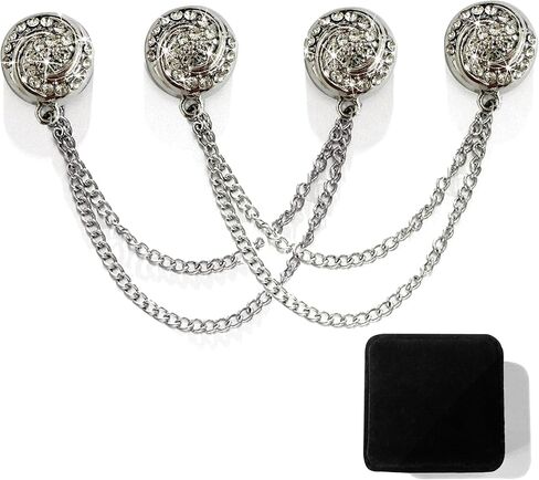 مقاطع مغناطيسية مع مغناطيسات حجاب السلسلة لـ Pant HEM Leg & Sleeve Lasuster Hijab وشاح للنساء لإكسسوارات الملابس مع زخارف الراين (الأسود ، دوامة) in Kuwait