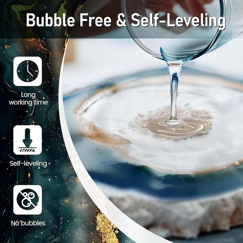 17.6 OZ Epoxy Resin Kit, Crystal Clear Resin Epoxy, Bubble Free, No Yellowing, UV Resistant, Food Safe with Stirring Rods, Gloves,Measuring Cups, Easy Mix 1:1 for DIY Crafts Jewelry Making in Saudi Arabia