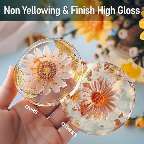 17.6 OZ Epoxy Resin Kit, Crystal Clear Resin Epoxy, Bubble Free, No Yellowing, UV Resistant, Food Safe with Stirring Rods, Gloves,Measuring Cups, Easy Mix 1:1 for DIY Crafts Jewelry Making in Saudi Arabia