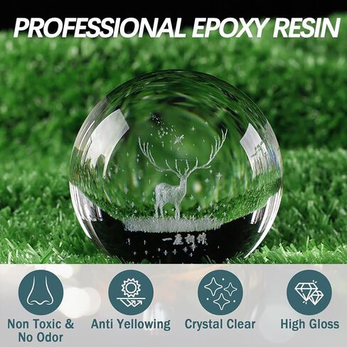 17.6 OZ Epoxy Resin Kit, Crystal Clear Resin Epoxy, Bubble Free, No Yellowing, UV Resistant, Food Safe with Stirring Rods, Gloves,Measuring Cups, Easy Mix 1:1 for DIY Crafts Jewelry Making in Saudi Arabia