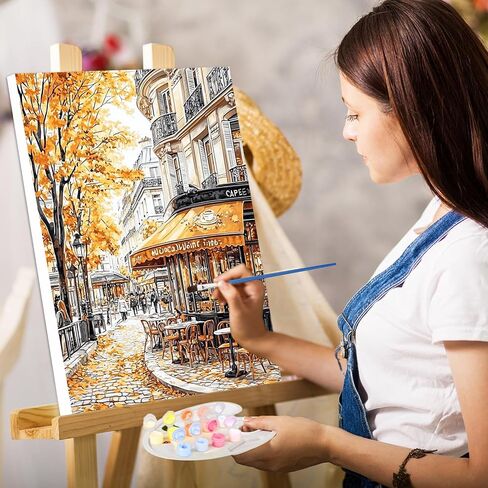 KEYIFA Paint by Numbers Kit for Adults Framed, Easy Painting Kits for Beginners, Paint on Clear Colored Canvas, Acrylic Pigment Drawing Paintwork, DIY Home Wall Decor, 12x16 in, Bathroom Cat in Saudi Arabia