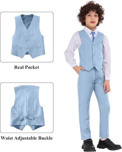 Boys Formal Suit Set Kids 5 Pieces Slim Fit Suits for Wedding Easter Piano Prom Teen Toddler Boy Dress Suit Outfit in Saudi Arabia
