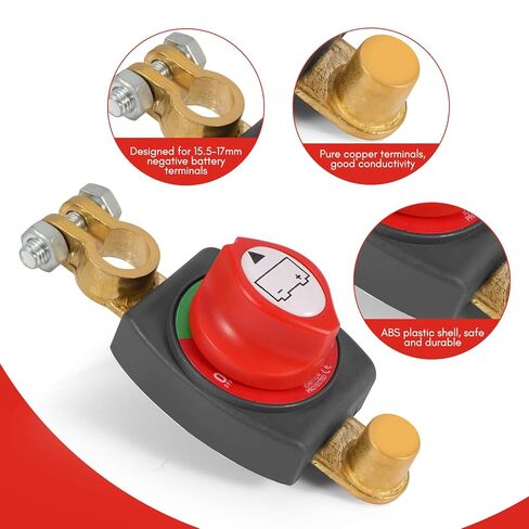 Side Post Battery Disconnect Switch 12V-48V, Car Battery Kill Switch with On/Off Power Cut Off for Automotive, Truck, RV, Marine - 275A Current in Kuwait