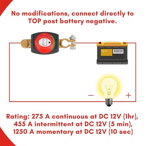 Side Post Battery Disconnect Switch 12V-48V, Car Battery Kill Switch with On/Off Power Cut Off for Automotive, Truck, RV, Marine - 275A Current in Kuwait
