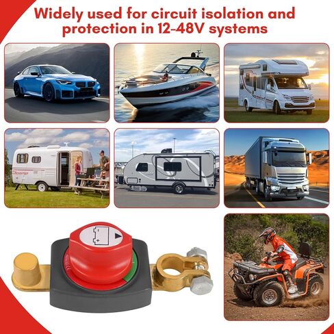 Side Post Battery Disconnect Switch 12V-48V, Car Battery Kill Switch with On/Off Power Cut Off for Automotive, Truck, RV, Marine - 275A Current in Kuwait