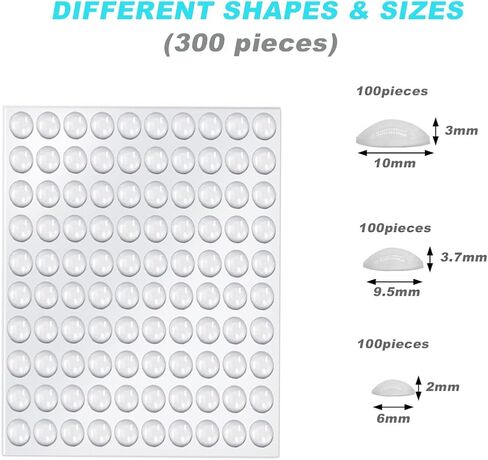 300 Pcs Combo Pack Clear Adhesive Bumper Pads, 3 Sizes Round Self Adhesive Sound Dampening Transparent Rubber Feet Pads for Cabinet Doors Drawers Glass Tops Picture Frames Cutting Boards,Black in Kuwait