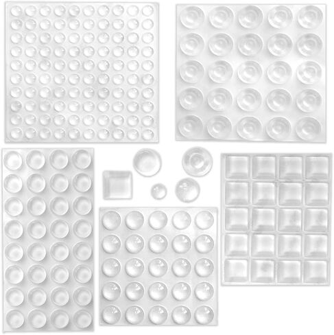 300 Pcs Combo Pack Clear Adhesive Bumper Pads, 3 Sizes Round Self Adhesive Sound Dampening Transparent Rubber Feet Pads for Cabinet Doors Drawers Glass Tops Picture Frames Cutting Boards,Black in Kuwait