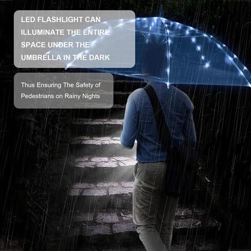 LED transparent luminous umbrella with flashlight creates dreamy atmosphere for you,light up umbrella is suitable for birthday, wedding and Christmas party (Multicolored light) in Kuwait